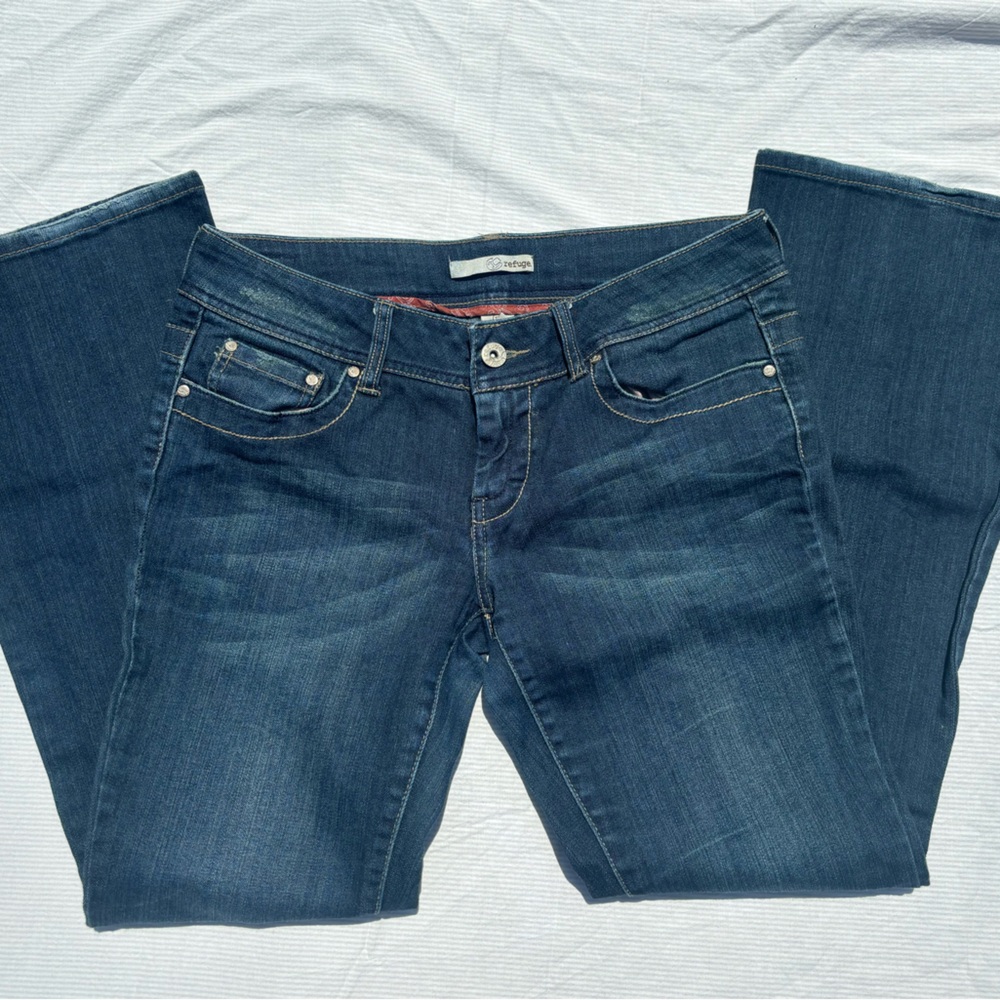 Refuge Low Rise Flare Jeans – Size 11R, Dark Wash Y2K